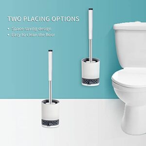 LUXACO Toilet Brush and Holder Set,Toilet Bowl Cleaner Brush for Bathroom,Wall Mounted Toilet Bowl Cleaner Brush,Soft Silicone Bristle Toilet Brush with Tweezers,White,5.1x4.7x6.7in(13x12x17cm)