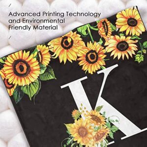 Personalized Name and Initial Letter Sunflower Blanket for Sister Ultra-Soft Fleece Blanket 30" x 40"