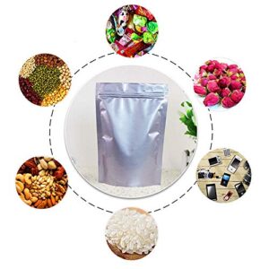 Stand Up Pouch Bags for Food - 100 Pack Resuable Food Storage bag, 14 X 20 cm (5.5 x 8 Inches), Clear Front with Aluminum Foil Back