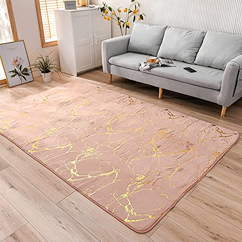 Btargot Soft Metallic Nursery for Princess Prince Castle Play Modern Colorful Abstract Area Rugs Anti-Skid Fluffy Rectangular Plush Velvet Home Decorative Carpet Throw Rug(Pink 5 * 8ft)