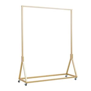 ethemiable clothing store modern rolling clothing display stands with wheels,storage shoe bag pipe shelf,organization garment rack,home clothes hanging shelves（gold without wood board, 47.2" l）