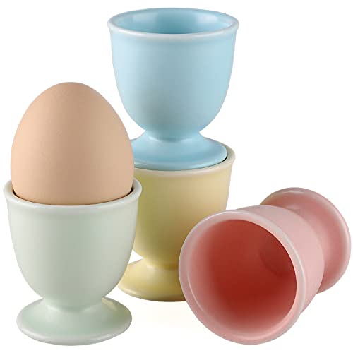 Porcelain Egg Cups Ceramic Egg Stand Holders for Soft Boiled Eggs Set of 4 for Breakfast