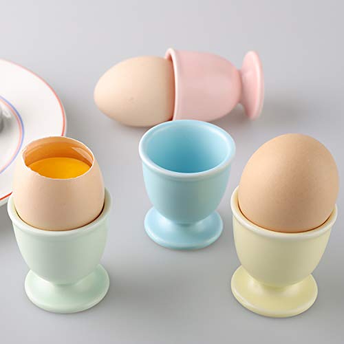 Porcelain Egg Cups Ceramic Egg Stand Holders for Soft Boiled Eggs Set of 4 for Breakfast