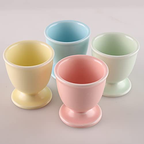 Porcelain Egg Cups Ceramic Egg Stand Holders for Soft Boiled Eggs Set of 4 for Breakfast