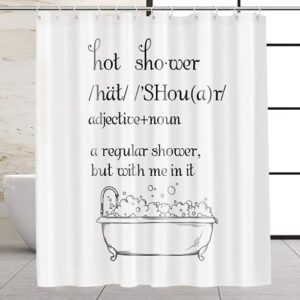 vega u funny fabric shower curtain for bathroom, cute quote bath decor with hooks, hotel quality, 72x72 inch