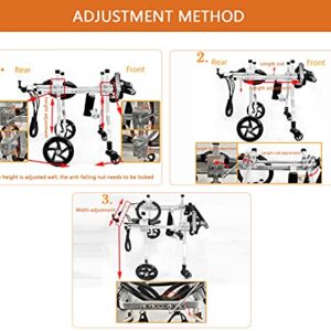 YUEG Dog Wheelchair Four Wheels Adjustable Pet Wheelchair Dogs Front and Hind Leg Rehabilitation Cart Paralyzed Pet Walk Assistant for Handicapped Small Medium Large Dogs L