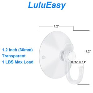 LuluEasy 12 Pieces Small Suction Cups with Hooks 1.2 inch Clear Plastic Sucker Hooks for Glass Window Wall Festivals Parties Theme Carnival Decoration Door Bathroom Kitchen