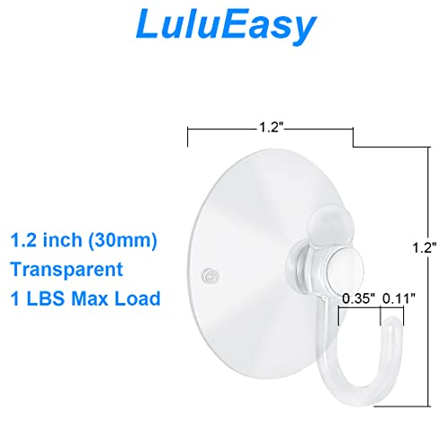 LuluEasy 12 Pieces Small Suction Cups with Hooks 1.2 inch Clear Plastic Sucker Hooks for Glass Window Wall Festivals Parties Theme Carnival Decoration Door Bathroom Kitchen