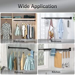 BOQORAD Wall Mounted Clothes Hanger Rack, Retractable Clothes Drying Rack,Space-Saver, Laundry Drying Rack,Collapsible, for Laundry,Balcony, Mudroom, Bedroom,Dark Grey Color,sh-02