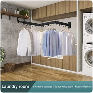 BOQORAD Wall Mounted Clothes Hanger Rack, Retractable Clothes Drying Rack,Space-Saver, Laundry Drying Rack,Collapsible, for Laundry,Balcony, Mudroom, Bedroom,Dark Grey Color,sh-02