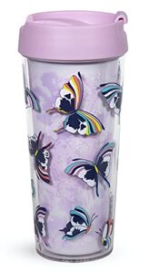 vera bradley purple thermal travel mug, double wall insulated cup, 16 ounce bpa-free tumbler with lid, lavender butterflies