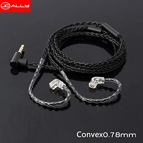 JCALLY Earbuds Cable, QDC Cable,Replacement Cable Oxygen-Free Copper Upgrade 5N OFC Headphone Wire 8 Shares 2Pin 0.78mm Earphone 3.5mm Wire with Microphone JC08S (Black) (Black 0.78mm)