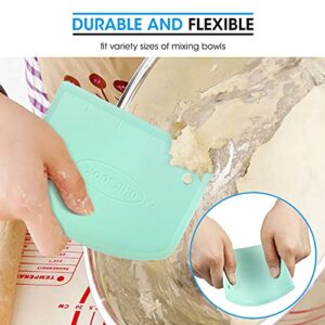 Unicook Dough Scraper, Flexible Bowl Scraper, Nonslip Bench Cutter with Measurement, Pastry Chopper, Multipurpose Kitchen Tool for Dough, Pastry, Pizza, Bread, Baking, Cake and More, 2 Pack
