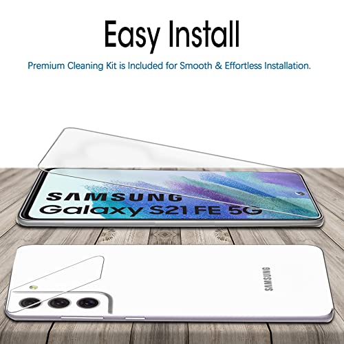 Ferilinso Designed for Samsung Galaxy S21 FE 5G Screen Protector, 3 Pack HD Tempered Glass with 2 Pack Camera Lens Protector [Case Friendly] [Bubble Free] [Easy Installation]