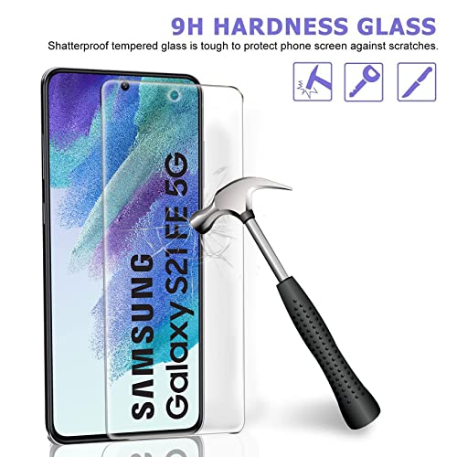 Ferilinso Designed for Samsung Galaxy S21 FE 5G Screen Protector, 3 Pack HD Tempered Glass with 2 Pack Camera Lens Protector [Case Friendly] [Bubble Free] [Easy Installation]