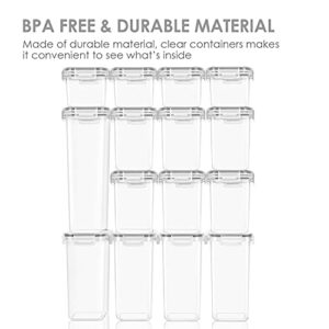 Vtopmart Airtight Food Storage Containers Set with Lids, 15pcs BPA Free Plastic Dry Food Canisters for Kitchen Pantry Organization and Storage, Dishwasher safe,Include 24 Labels, Grey