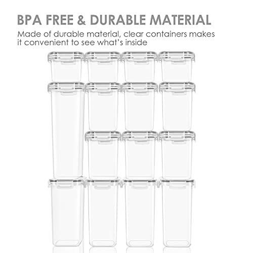 Vtopmart Airtight Food Storage Containers Set with Lids, 15pcs BPA Free Plastic Dry Food Canisters for Kitchen Pantry Organization and Storage, Dishwasher safe,Include 24 Labels, Grey