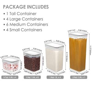 Vtopmart Airtight Food Storage Containers Set with Lids, 15pcs BPA Free Plastic Dry Food Canisters for Kitchen Pantry Organization and Storage, Dishwasher safe,Include 24 Labels, Grey