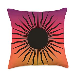 vintage sun moon crescent faces stargazer galaxy celestial body sunset boho sunshine vintage sky solar sun throw pillow, 18x18, multicolor