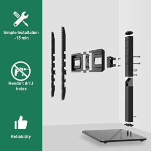 MOUNT PRO Swivel Universal TV Stand/Base - Table top TV Stands for 37 to 70 Inch LCD LED TVs - 9 Levels Height Adjustable TV Mount Stand with Tempered Glass Base, Holds up to 88lbs, Max VESA 600x400mm