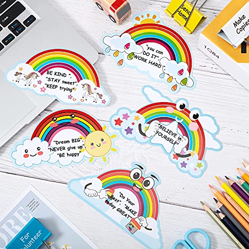 50 Pieces Rainbows Cut-Outs Bulletin Board Set Colorful Rainbow Accents Cut-Outs Sunshine Rainbow Clouds Cut-Outs Classroom Bulletin Board Cutouts Rainbow Theme Party Decor with Glue Point Dots