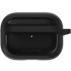 ghostek crusher black airpod pro case carbon fiber hard protective cover with matte finish design for men and women heavy duty dust guard earbuds protection designed for 2019 apple airpods pro (black)
