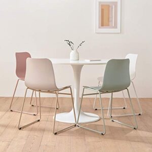 Roomnhome】 Durable Modern Pastel Tone self-Assembly Plastic seat and Steel Frame Kitchen, Dining, Bedroom Side Chair Set of 4 (Light Pink)