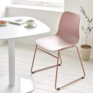 Roomnhome】 Durable Modern Pastel Tone self-Assembly Plastic seat and Steel Frame Kitchen, Dining, Bedroom Side Chair Set of 4 (Light Pink)