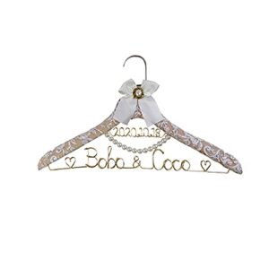 almondle personalized bride hanger groom hanger, custom bridal wedding hangers wooden hanger for wedding dress and bridesmaid dress