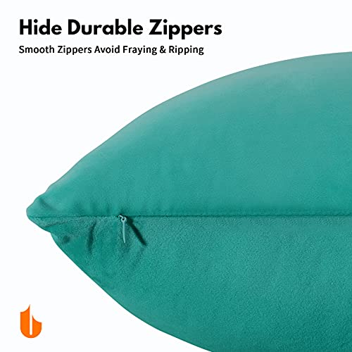 Urbanstrive Not Fade Velvet Soft Solid Decorative Throw Pillow Covers Square Cushion Case for Sofa Bedroom Car 18 x 18 Inch 45 x 45 cm, Aqua Green