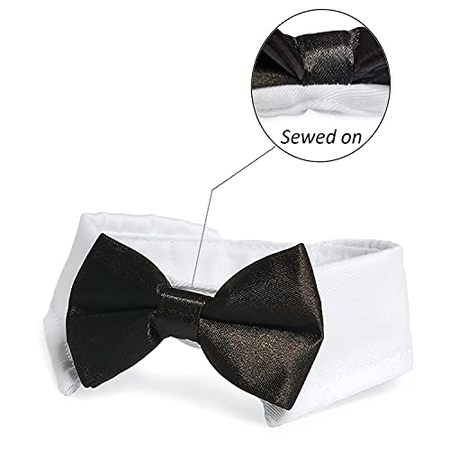 Bowtie for Dog, KOOLMOX Dog Bow Tie Collar Black, Adjustable White Dog Tuxedo Collar with Black Dog Neck Bow Tie for Medium Large Boy Dog Wedding Formal Tuxedo Suit Tux Outfits Birthday Costumes