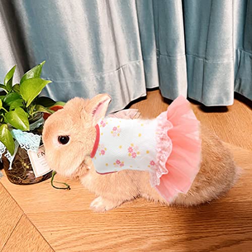 ANIAC XXS Dog Skirt with Flower Pattern Cat Princess Dress Rabbit Outfits Puppy Lace Tutu Skirt Yorkie Spring Summer Clothes for Kitten Kitty Chihuahua Ferret and Small Breeds (XS, Red)