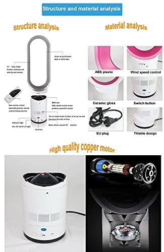SABYDICAR 16 inch tower fan,quiet bladeless fan with remote control household energy-saving air purifier fan desktop electric fan for summer, bedroom, office, 90 degree rotating,easy operation