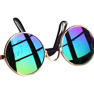 Funny Cat Sunglasses Dog Glasses Metal Retro Circular Glasses Puppy Pet Eyewear for Cosplay Costume Photos Props