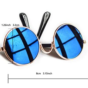 Funny Cat Sunglasses Dog Glasses Metal Retro Circular Glasses Puppy Pet Eyewear for Cosplay Costume Photos Props