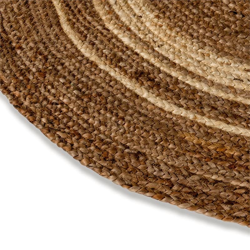 Flash Furniture Prima Natural Fiber Jute Area Rug 4 Foot Round - Braided Indoor Jute Rug - Natural Area Rugs