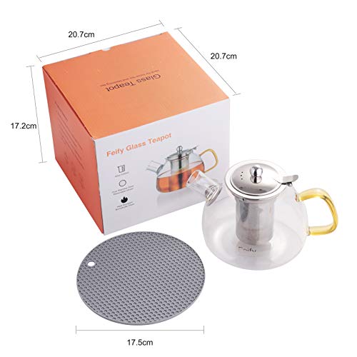 Glass Teapots for Stove Top (40oz/1200ml) Thicken Tea Pots for Loose Tea with Basket Infusers, Glass Tea Kettle Ideal Tea Sets for Women Tea Maker Gift