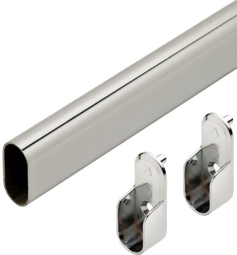 PHILLCO Oval Closet Rod CUSTOM CUT TO SIZE. Up to 94 inches long! Chrome, Satin Nickel, or Dark Bronze. Includes End Caps. (31 - 48 inches, Chrome)