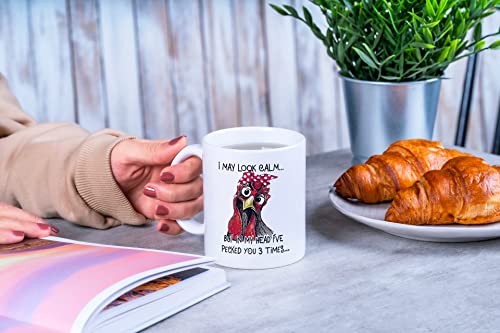 Generic Funny Coffee Mug, I May Look Calm But In My Head I've Pecked You 3 Times. Cup For Chicken Lovers. |M581|, White, 11 OZ