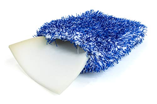 [Wash Monster] Plush Car Wash Pad (9 in. x 7 in.) Blue - 1 Pack | Soft & Plush Absorbent Microfiber Fibers | Large, Fits in Bucket