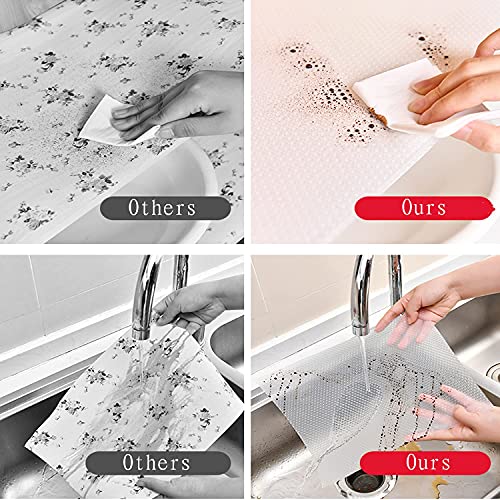 Wibiutry Shelf Liner Kitchen Drawer Mats, Non Adhesive EVA Material Refrigerator Liners with Waterproof Durable Strong Grip Fridge Mats for Cupboard, Cabinet, Drawer Liner,13.7X59 Inches，4Pack