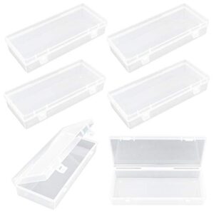 thintinick 6 pack rectangular clear plastic storage containers box with hinged lid for beads and other small craft items (6.1 x 2.56 x 1.18 inch)