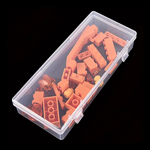 Thintinick 6 Pack Rectangular Clear Plastic Storage Containers Box with Hinged Lid for Beads and Other Small Craft Items (6.1 x 2.56 x 1.18 inch)