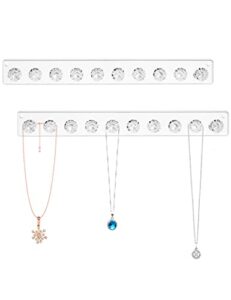 zreal necklace holder, acrylic necklace hanger, wall jewelry organizer with 10 jewelry hooks in seashell shape (2-pack clear)