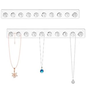 Zreal Necklace Holder, Acrylic Necklace Hanger, Wall Jewelry Organizer with 10 Jewelry Hooks in Seashell Shape (2-pack Clear)