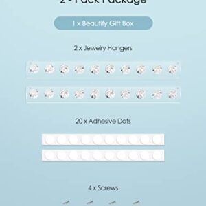 Zreal Necklace Holder, Acrylic Necklace Hanger, Wall Jewelry Organizer with 10 Jewelry Hooks in Seashell Shape (2-pack Clear)