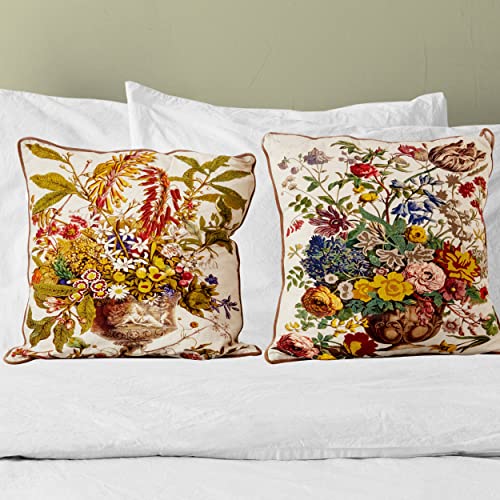 Creative Co-Op Square Cotton Printed Embroidery (Set of 2 Designs) Pillow Set, Multi