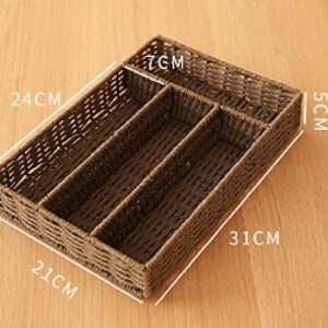 UXZDX CUJUX Multi-Grid Woven Debris Storage Box Desktop Office Dressing Table Coffee Table Storage Box Storage Basket