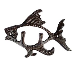 rustic heavy duty cast iron hook wall art décor hanging towel key coat rack durable iron hanger living room bathroom room kitchen wall decoration-(single fish hook)