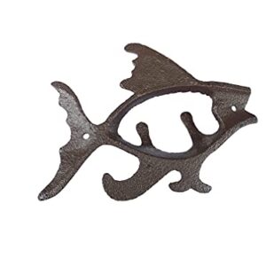 Rustic Heavy Duty Cast Iron Hook Wall Art Décor Hanging Towel Key Coat Rack Durable Iron Hanger Living Room Bathroom Room Kitchen Wall Decoration-(Single Fish Hook)